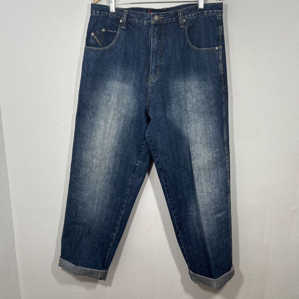 Vtg Source Jeans Mens 38 X 34 Blue Straight Baggy Loose Fit Grunge Y2K‎